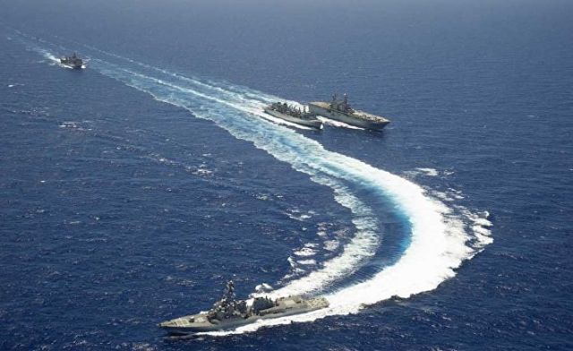 Американские военные корабли на учениях "Римпак-2014"
