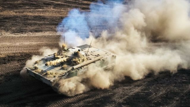 Боевая машина пехоты БМП-3 на командно-штабных учениях "Кавказ-2020"