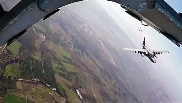 Боевые вылеты самолетов Су-25 ВКС России с авиабазы Хмеймим. Архивное фото