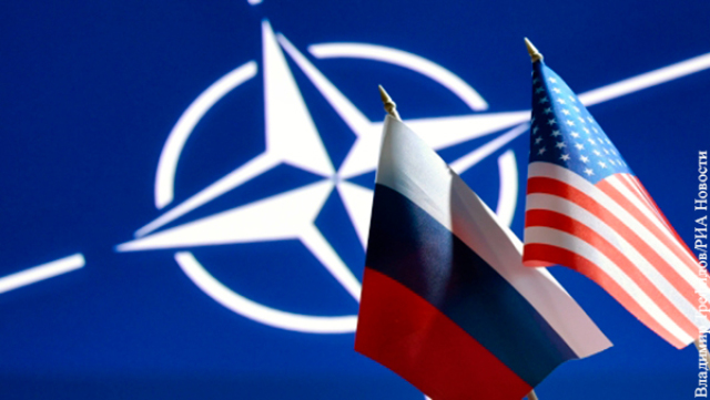 Флаги НАТО, России и США