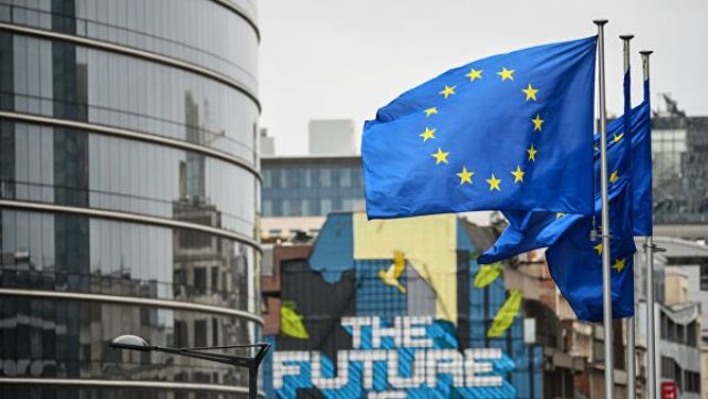 Флаги с символикой Евросоюза в Брюсселе