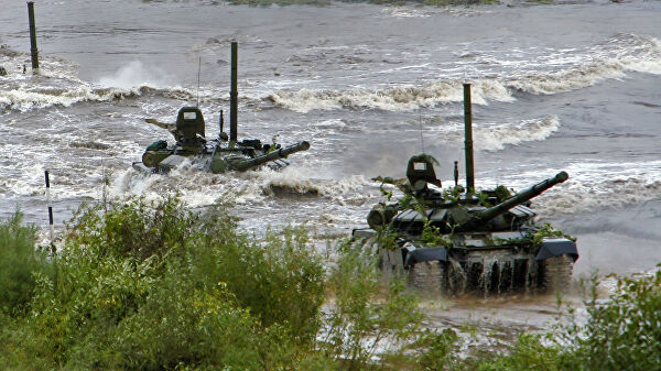 Форсирование реки танками Т-72