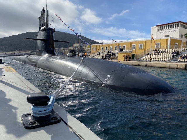 Головная испанская подводная лодка S 81 Isaac Peral национального проекта S-80 Plus перед вводом в строй. Картахена, 30.11.2023