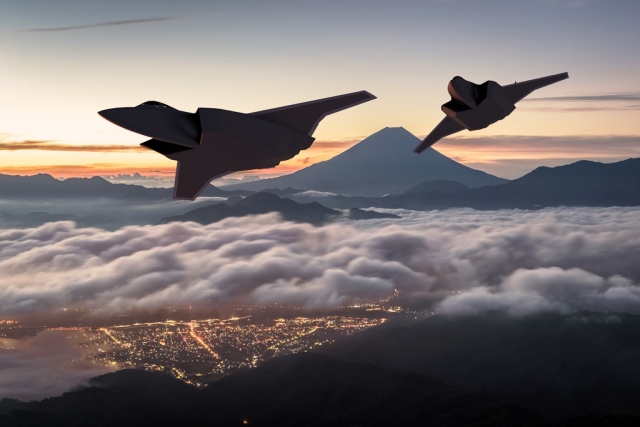 Художественное изображение облика перспективного истребителя нового поколения по совместной программе Великобритании, Италии и Японии Global Combat Air Programme (GCAP)