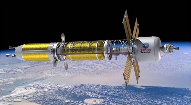 Художественное представление космического корабля для длительных путешествий с ядерной силовой установкой