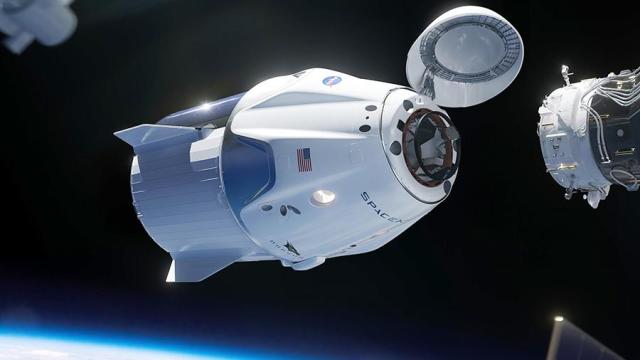 Иллюстрация стыковки корабля Crew Dragon с МКС