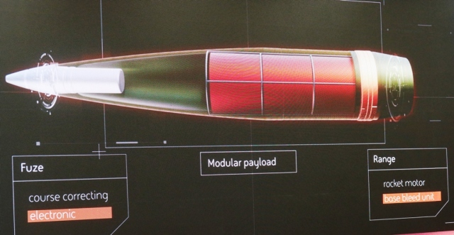 Изображение перспективного 155-мм артиллерийского снаряда BAE Systems NGAA (Next Generation Adaptable Ammunition) (c) Paolo Valpolini / www.edrmagazine.eu