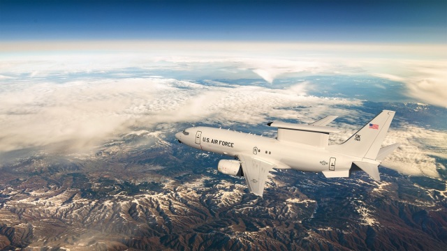 Изображение перспективного самолёта дальнего радиолокационного обнаружения и управления Boeing E-7A ВВС США