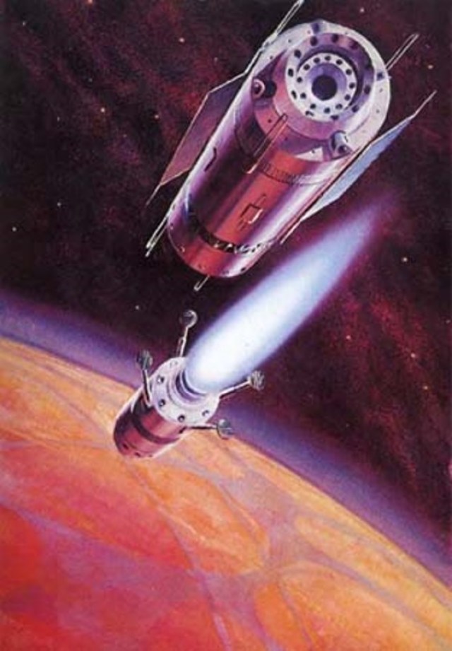 Картина А. Леонова и А. Соколова «Посадка на Марс» (1971)