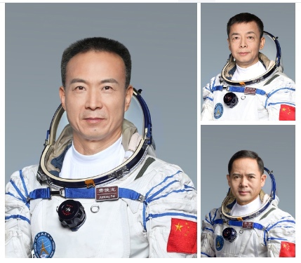 Китайские космонавты Фэй Цзюньлун, Дэн Цинмин и Чжан Лу