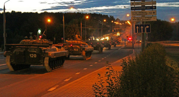 Колонна военной техники в Гродно
