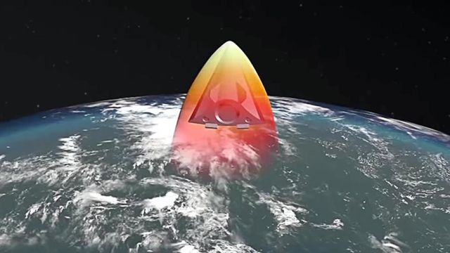 Компьютерная демонстрация полета планирующего крылатого боевого блока гиперзвукового ракетного комплекса "Авангард"
