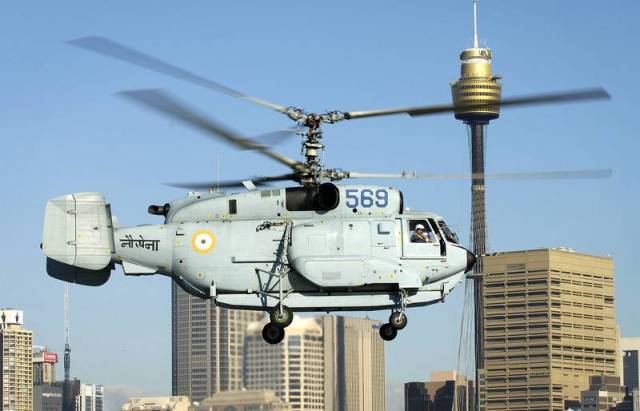 Корабельный вертолет радиолокационного дозора Ка-31 авиации ВМС Индии