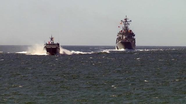 Корабли Балтийского флота во время тактического учения Балтийского флота на полигоне Хмелевка