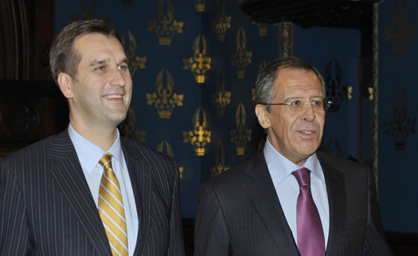 Министры иностранных дел России и Латвии Сергей Лавров и Марис Риекстиньш