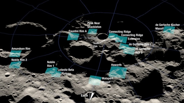 NASA выбрало 13 кандидатов в места первой высадки астронавтов «Артемиды» на южном полюсе Луны