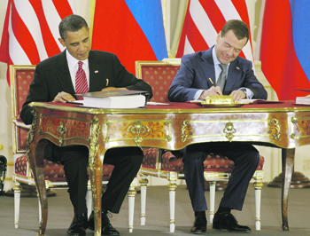 После подписания в Праге в 2010 году российско-американского соглашения по СНВ Барак Обама получил Нобелевскую премию мира. Фото Reuters