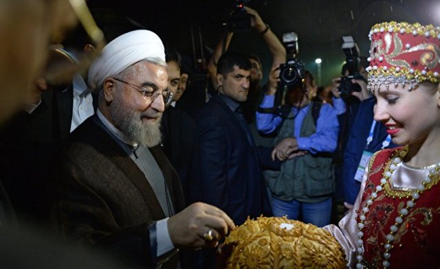 Президент Исламской Республики Иран Хасан Рухани, прибывший для участия в саммитах БРИКС и ШОС,