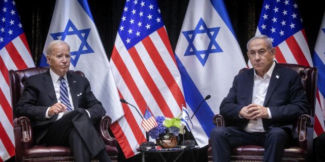 Президент США Джо Байден и премьер-министр Израиля Биньямин Нетаньяху в Тель-Авиве, Израиль, 18 октября 2023 г.