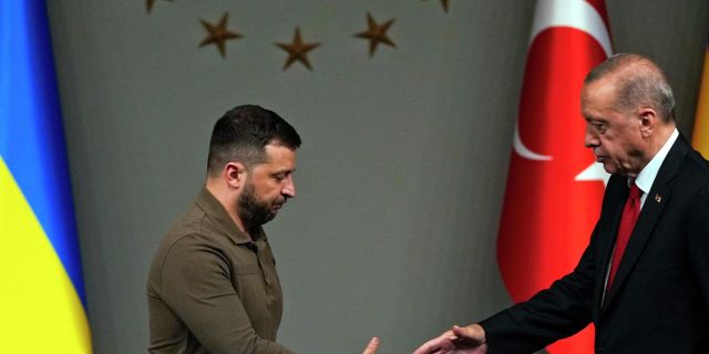 Президент Турции Реджеп Тайип Эрдоган и президент Украины Владимир Зеленский в Стамбуле