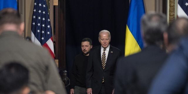 Президент Украины Владимир Зеленский и президент США Джо Байден во время пресс-конференции в Белом доме в Вашингтоне