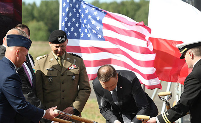 Президент Польши Анджей Дуда во время церемонии на базе в Редзиково, Польша