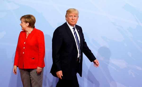Президент США Дональд Трамп и канцлер Германии Ангела Меркель на саммите G20 в Гамбурге