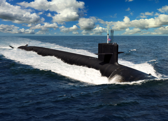 Проектное изображение перспективной американской атомной подводной ракетной лодки типа Columbia