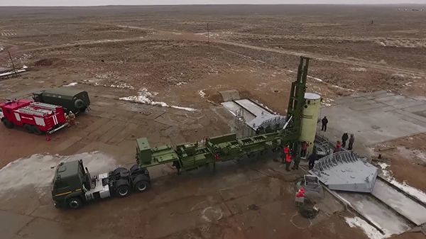 Пуск модернизированной ракеты российской системы противоракетной обороны на полигоне Сары-Шаган. 1 декабря 2018