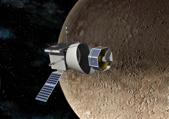 Разделение космических аппаратов межпланетного комплекса BepiColombo на орбите Меркурия (в представлении художника). ESA