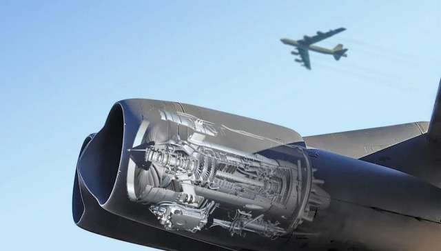 Размещение двухконтурного турбореактивного двигателя Rolls-Royce BR725 (F130) в мотогондоле американского стратегического бомбардировщика Boeing B-52H Stratofortress (c) Rolls-Royce