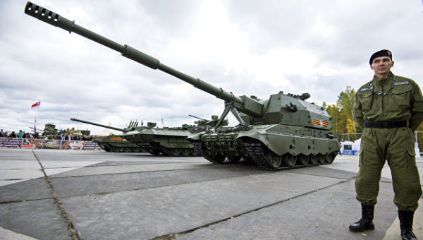 Самоходное артиллерийское орудие 2С35 на базе Т-90 Коалиция-СВ на 10-й международной выставке Russia Аrms Еxpo