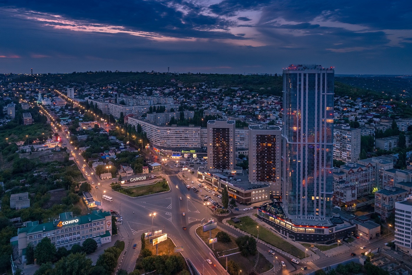 Ночной Краснодар с высоты птичьего полета