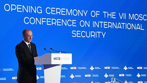 Секретарь Совета безопасности РФ Николай Патрушев выступает на VII Московской конференции по международной безопасности. 4 апреля 2018