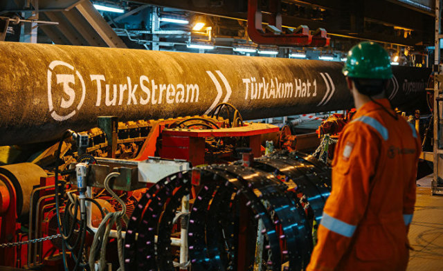 Символьный сварной шов, который знаменует окончание кампании по укладке морских трубопроводов первой нитки "Турецкого потока"