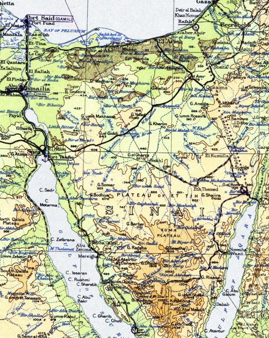 Синайский полуостров. Фрагмент карты британского Генерального штаба от 1941года - Галерея - ВПК.name