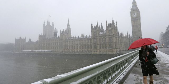 Снежная погода в Лондоне, Великобритания