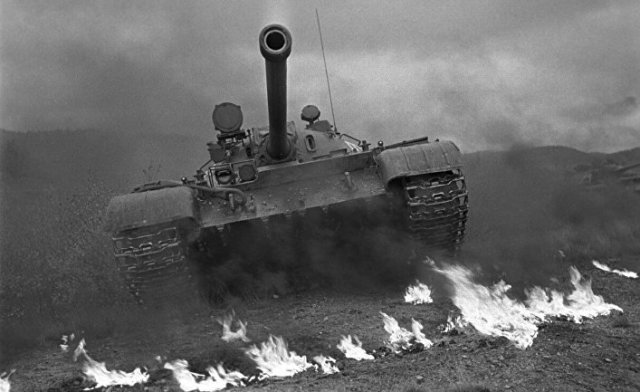 Средний танк Т-55, первый в мире серийный танк, оборудованный автоматической системой противоатомной защиты