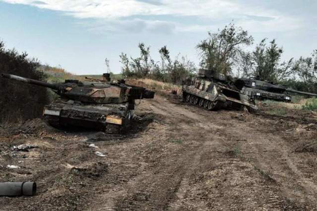 Танки Leopard 2 и БМП M2 Bradley подразделений ВСУ, уничтоженные военнослужащими РФ летом 2023 года в Запорожской области