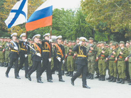 Торжественная церемония проводов первой партии мобилизованных крымчан в Севастополе. Фото Владимира Пасякина