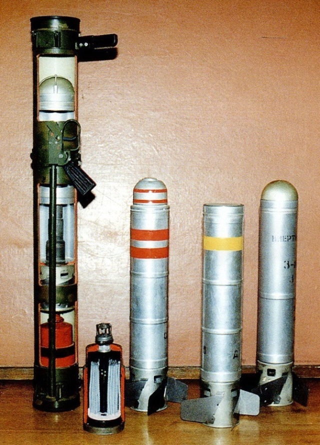 Устройство огнемёта РПО-А и три варианта снаряжения боеприпасов