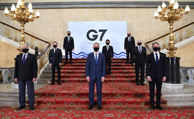 Верховный представитель ЕС по иностранных делам Жозеп Боррель и главы МИД стран G7 на встрече в Лондоне, Великобритания