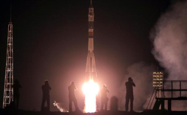 Во время запуска ракеты-носителя "Союз-ФГ"