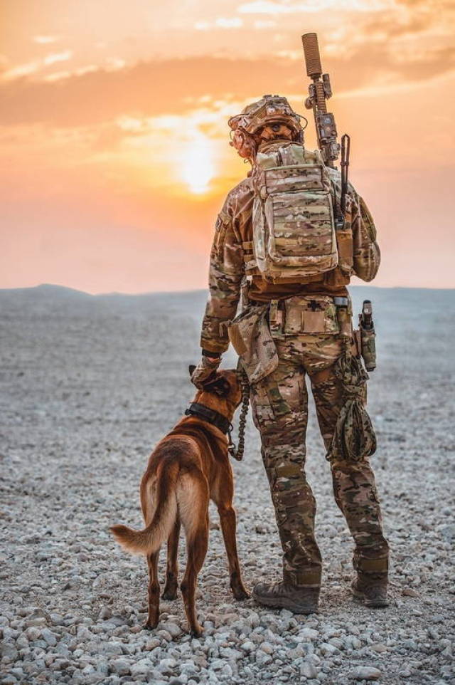 Военнослужащий ССО Нидерландов со служебной собаков