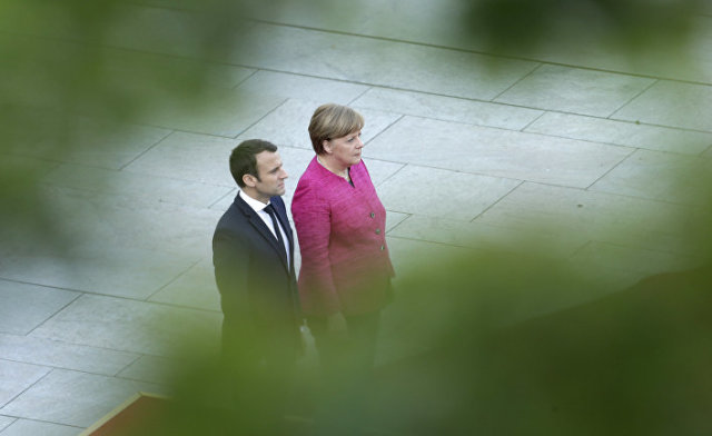 Встреча канцлера Германии Ангелы Меркель и президента Франции Эммануэля Макрона в Берлине