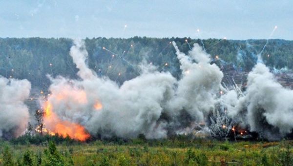 Взрывы во время совместных стратегических учений вооружённых сил России и Белоруссии на Лужском полигоне в Ленинградской области. 13 сентября 2017
