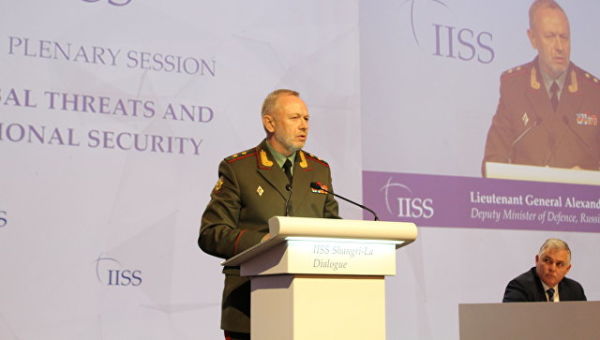Замминистра обороны РФ генерал-лейтенант Александр Фомин на Международной конференции по вопросам безопасности в АТР Шангри-ла диалог