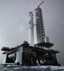 Заправка топливом корабля Starship перед запуском с морской стартовой платформы Deimos &copy; SpaceX