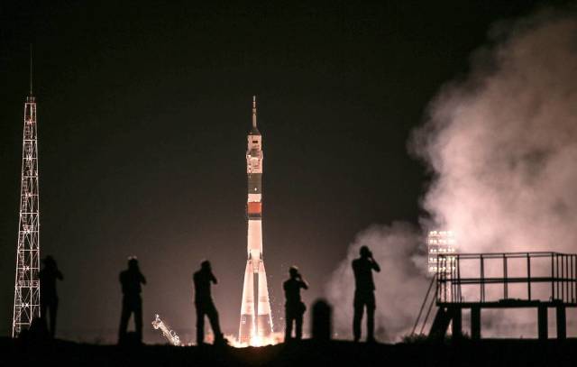 Запуск ракеты-носителя "Союз-ФГ" с транспортным пилотируемым кораблем "Союз МС-13" с космодрома Байконур, 20 июля 2019 года