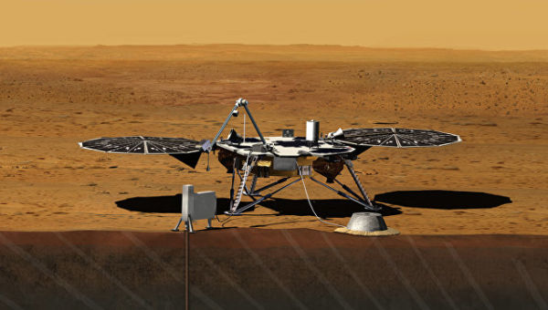 Зонд InSight на поверхности Марса